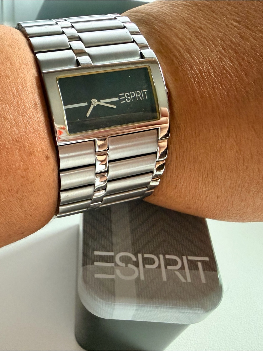 ESPRIT Silver Stainless Steel Rectangular Bracelet Watch - Silver Dial